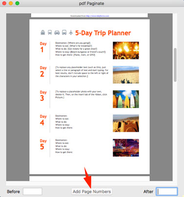 add page numbers on Mac