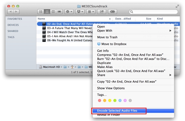 convert aifc in Finder