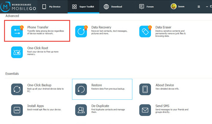 transfer file using Mirrorgo