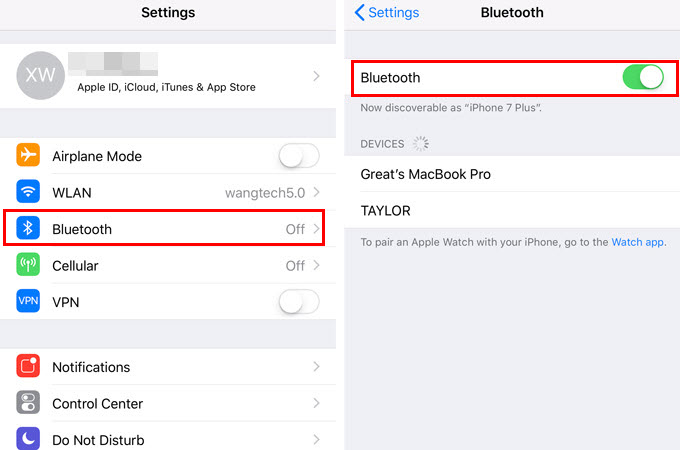 Restart Bluetooth