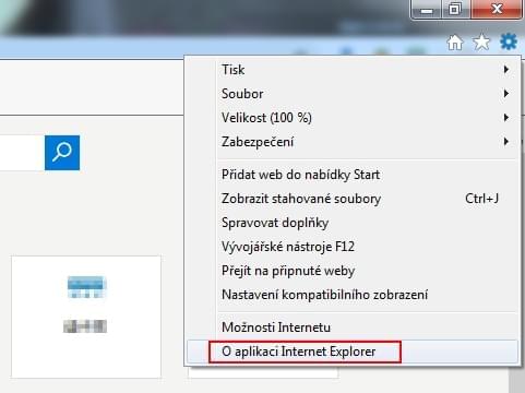 Verze aplikace Internet Explorer