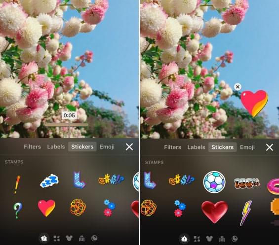 add stickers to video via Clips