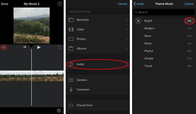adding music in imovie for iphone