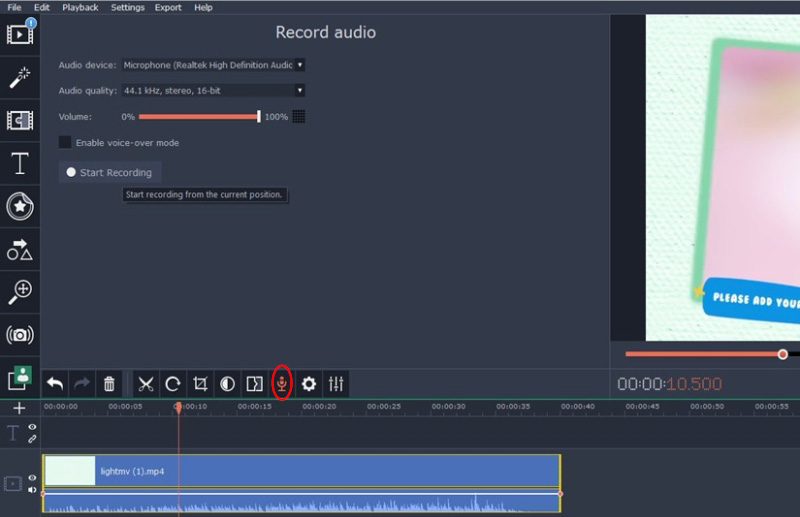 add voice with Movavi Video Editor