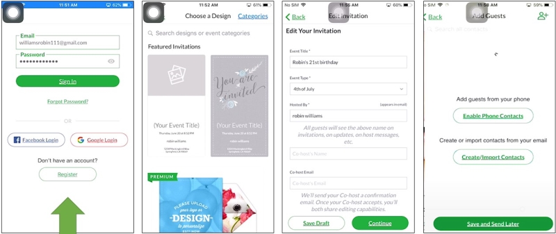 invitation maker app for iPhone