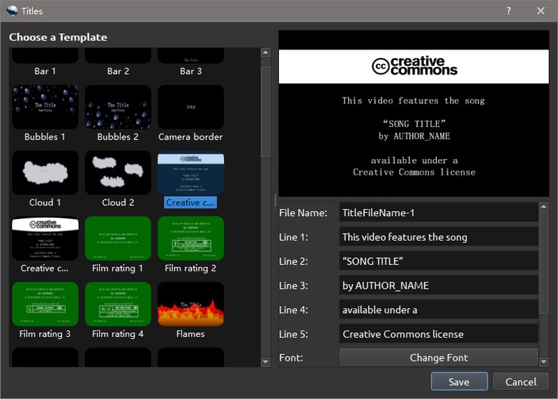 choose rolling credits template