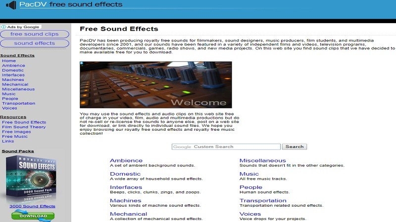 Pac DV another sound effect site