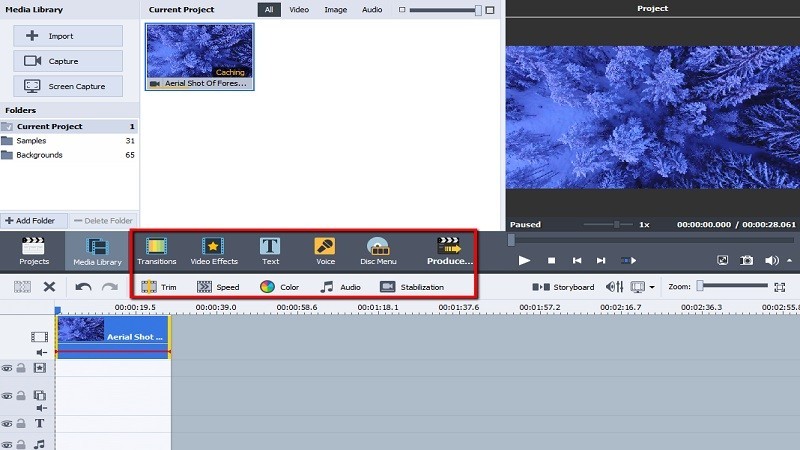 avs video editor-wählen sie bearbeitungsfunktionen