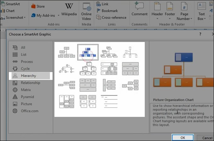 org charts in word