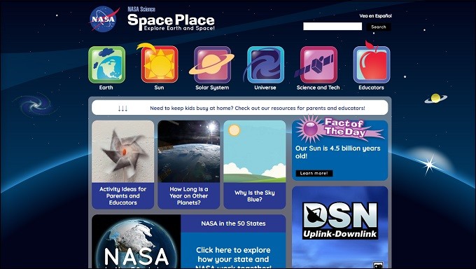 informative Artikel und Geschichten auf NASA