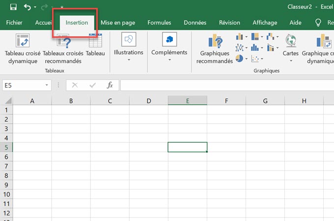 Insertion -organigramme sur Excel