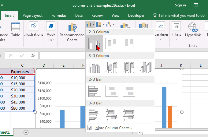 select data chart in excel