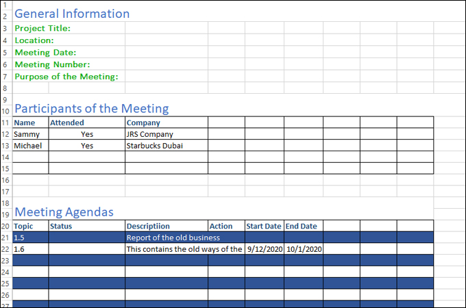 Min format. Meeting Word.