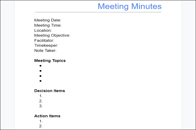 google docs meeting minutes