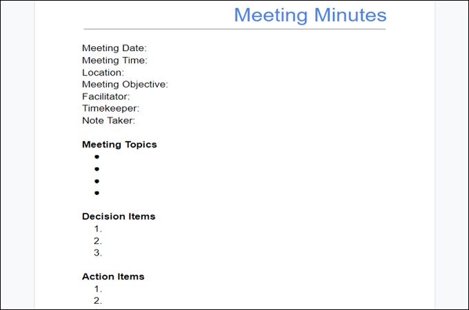 Simple Meeting Minutes Templates For Word Excel Google Docs