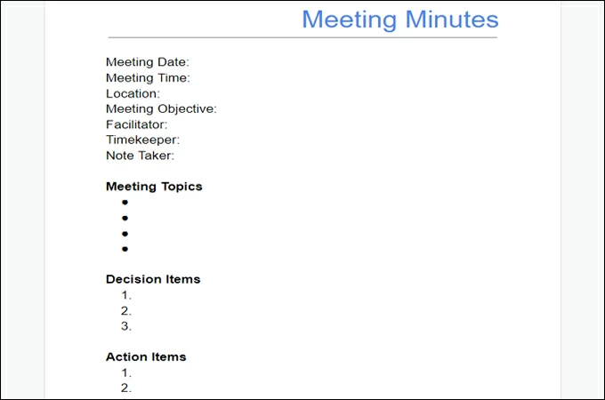 google docs meeting minutes