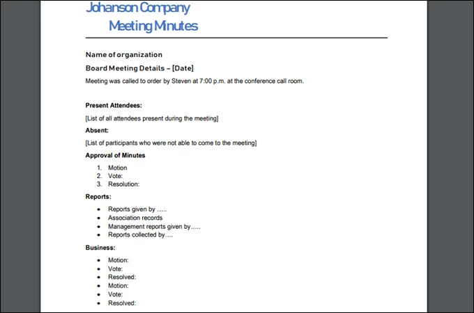 meeting minutes example