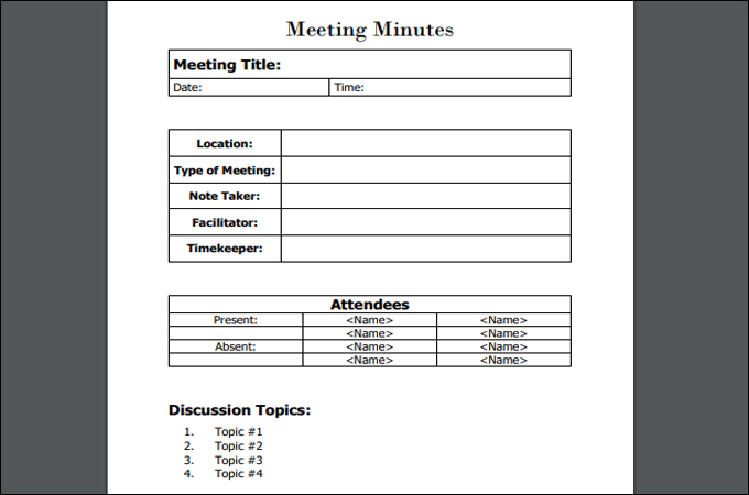 pdf sample meeting minutes