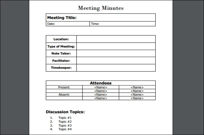 pdf sample meeting minutes