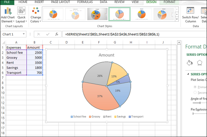 customize pie chart properties