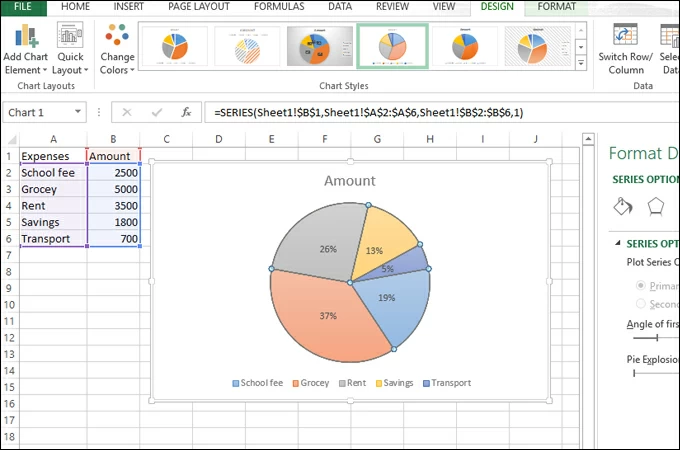 customize pie chart properties