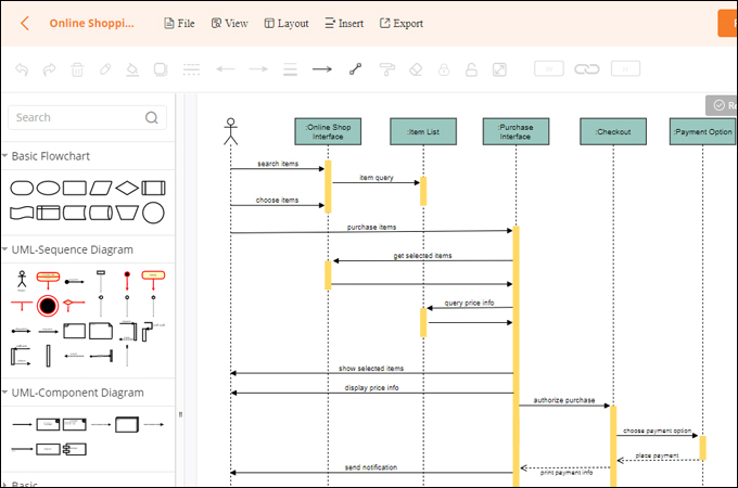 how to draw sequence diagram online