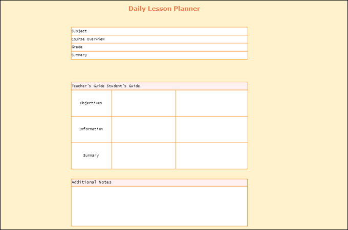 daily lesson planner