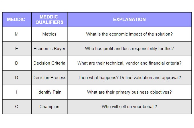 meddic sales methodology