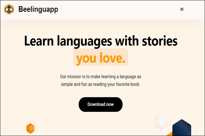 Beelinguapp app to learn english