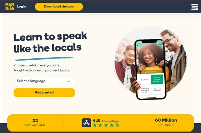 Memrise app to learn english