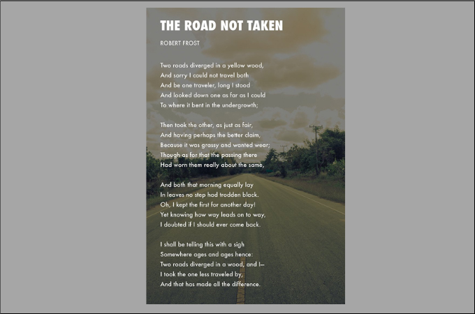 the road not taken 좋은 시