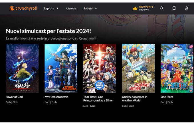 Sito di manga Crunchyroll