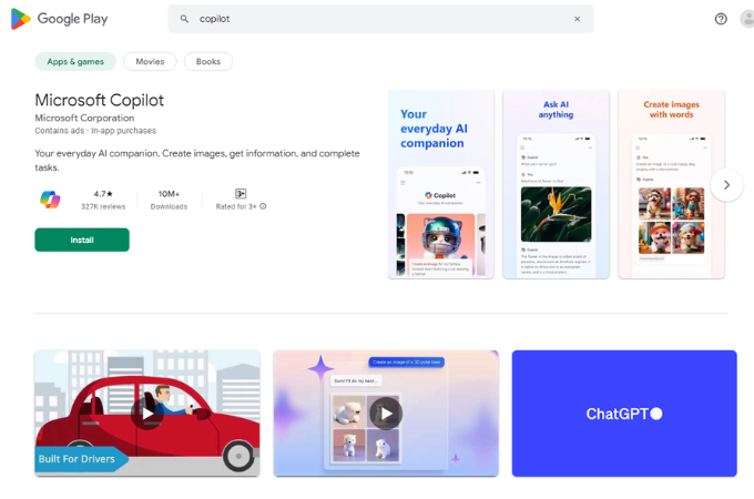 dowload copilot on google playstore