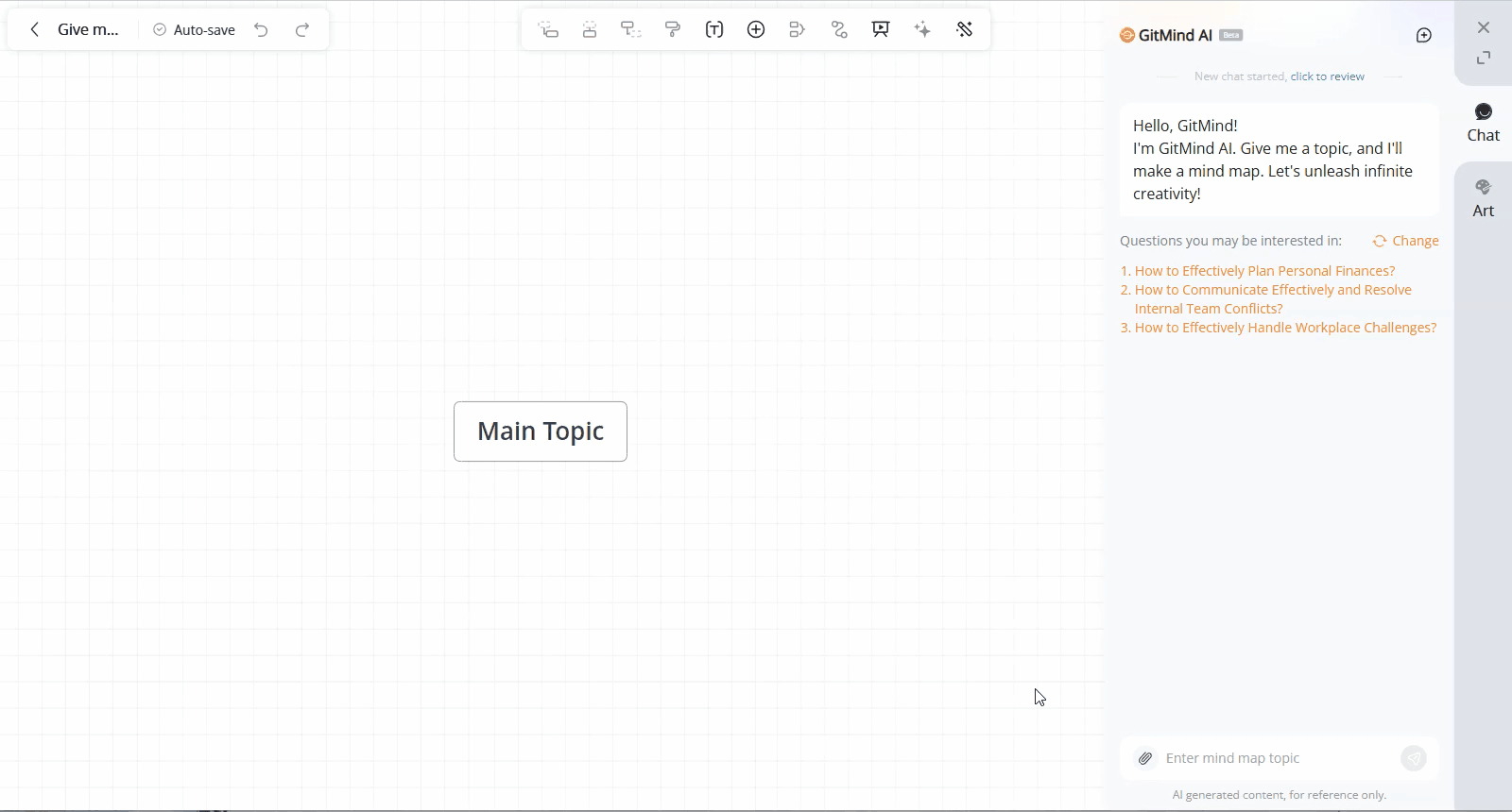GitMind ai chat to generate mind map