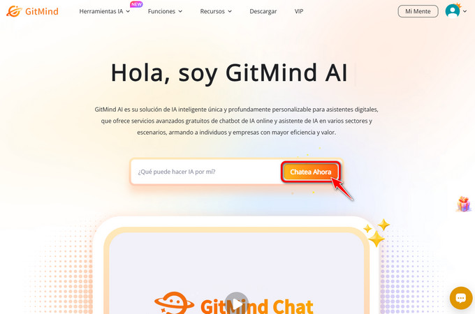 chat de inteligencia artificial de gitmind ahora