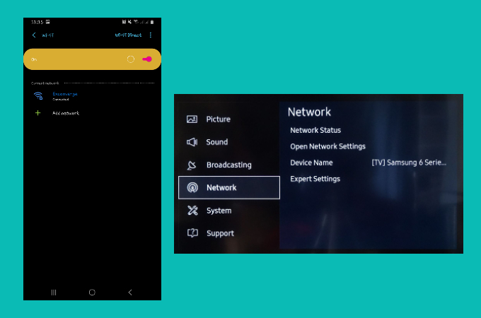 Connect phone and TV to the same network