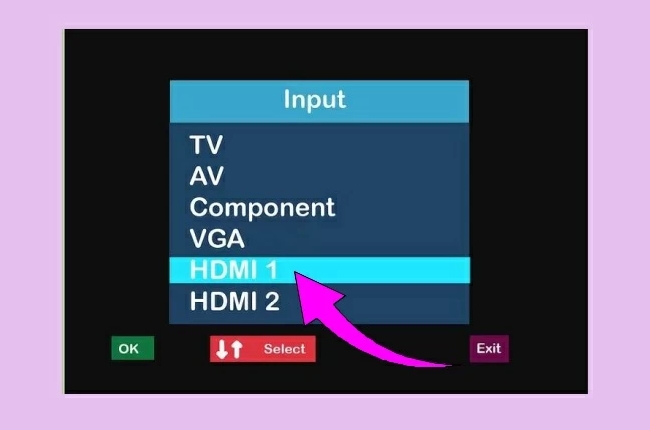 selecionar HDMI