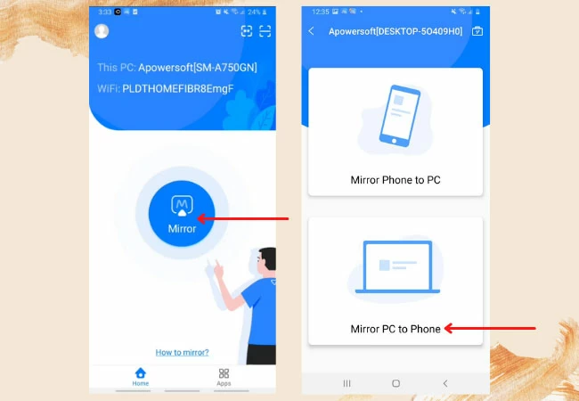 Stream Audio from PC to Android using apowermirror