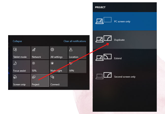 screen mirroring from PC to LG smart TV by choosing the name of your tv