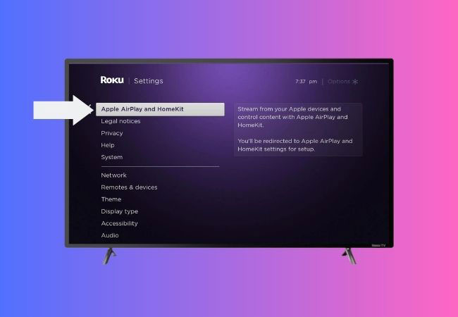 how to set up Airplay on Roku TV-homekit