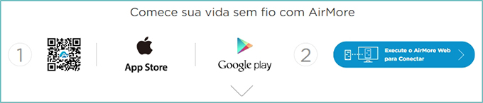 lançar o AirMore Web para conectar