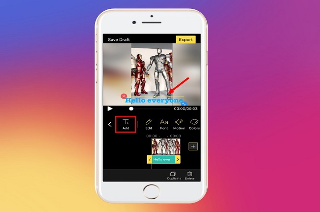 how to add text to instagram video