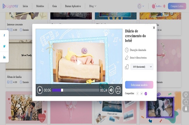 modelo para vídeo de convite para chá de bebê