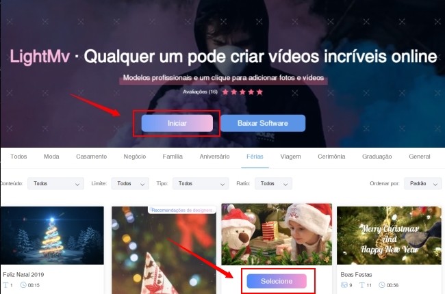 criar vídeo de ceia de natal