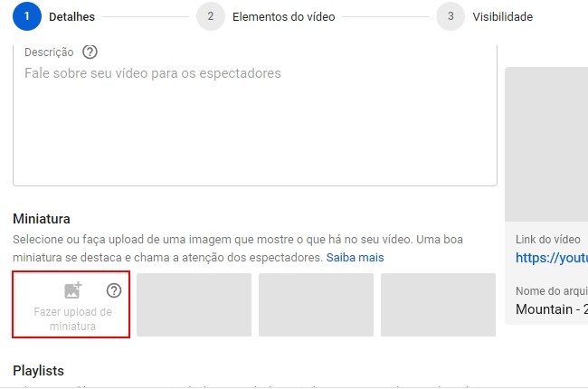 adicionar miniatura em YouTube