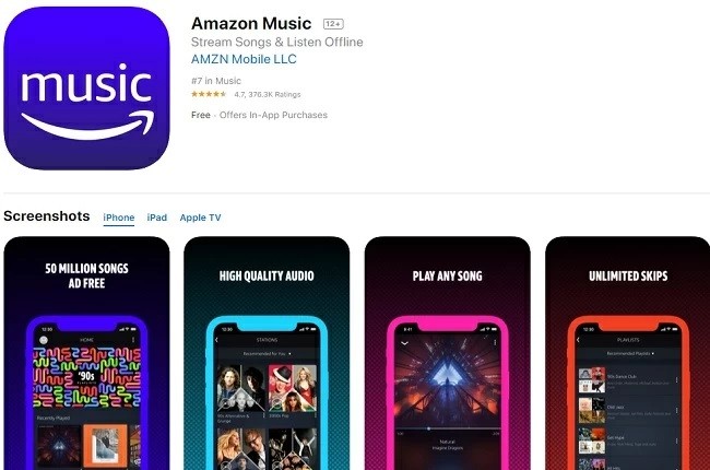 melhor app com música amazon para iphone