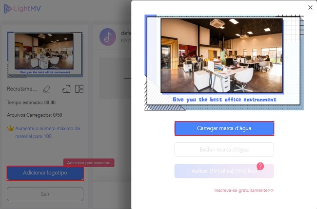 lightmv adicionar marca d’água