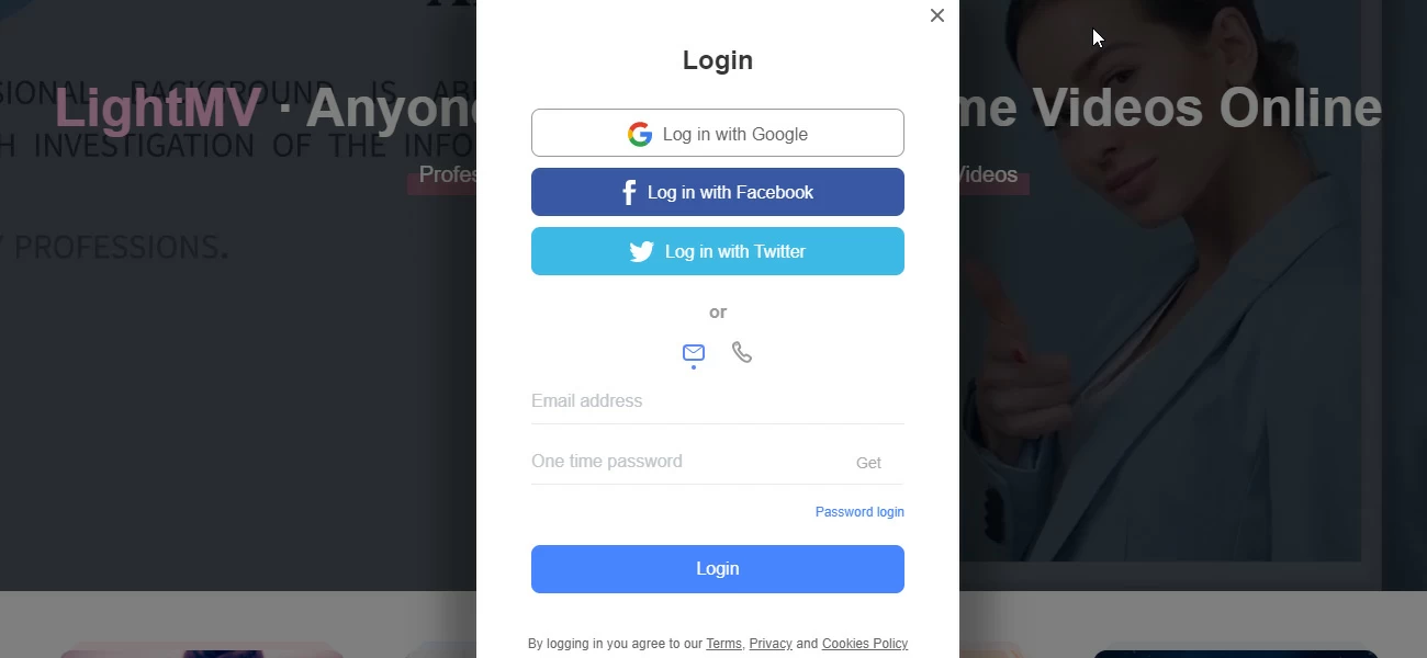 Login on LightMV