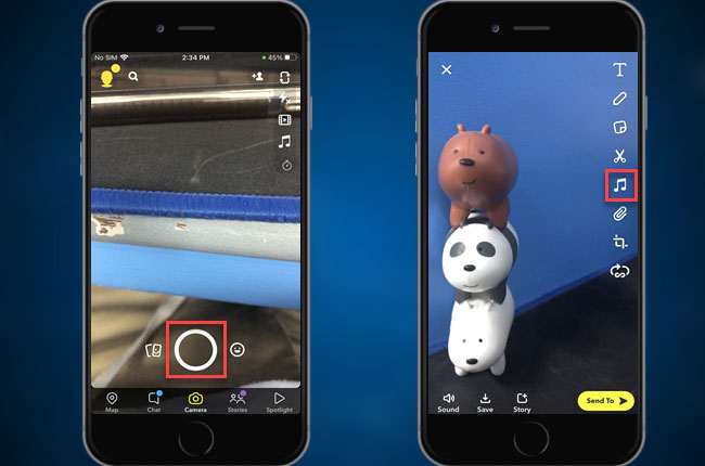 add music to snapchat video in default way