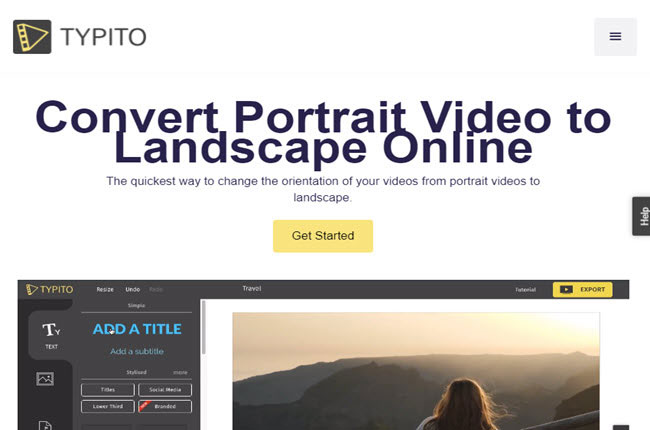 convert portrait video to landscape using typito
